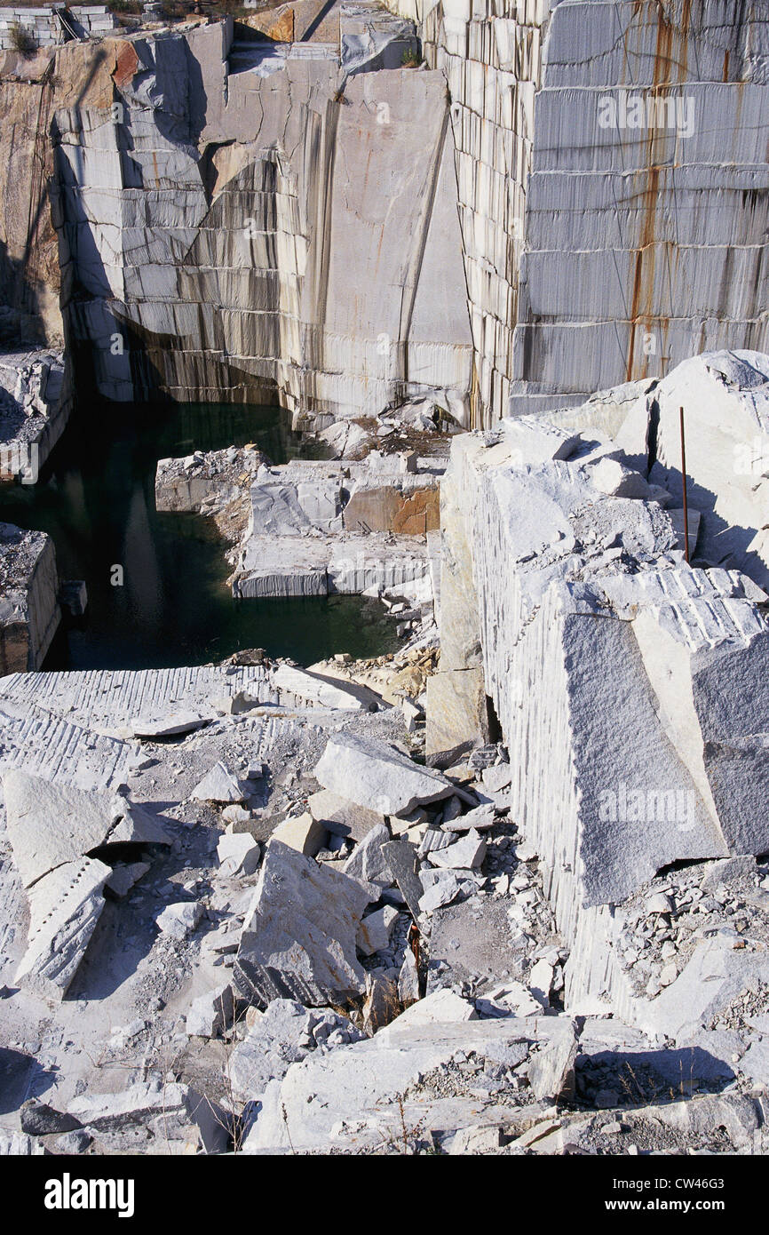 Slabs in granite quarry Stock Photo