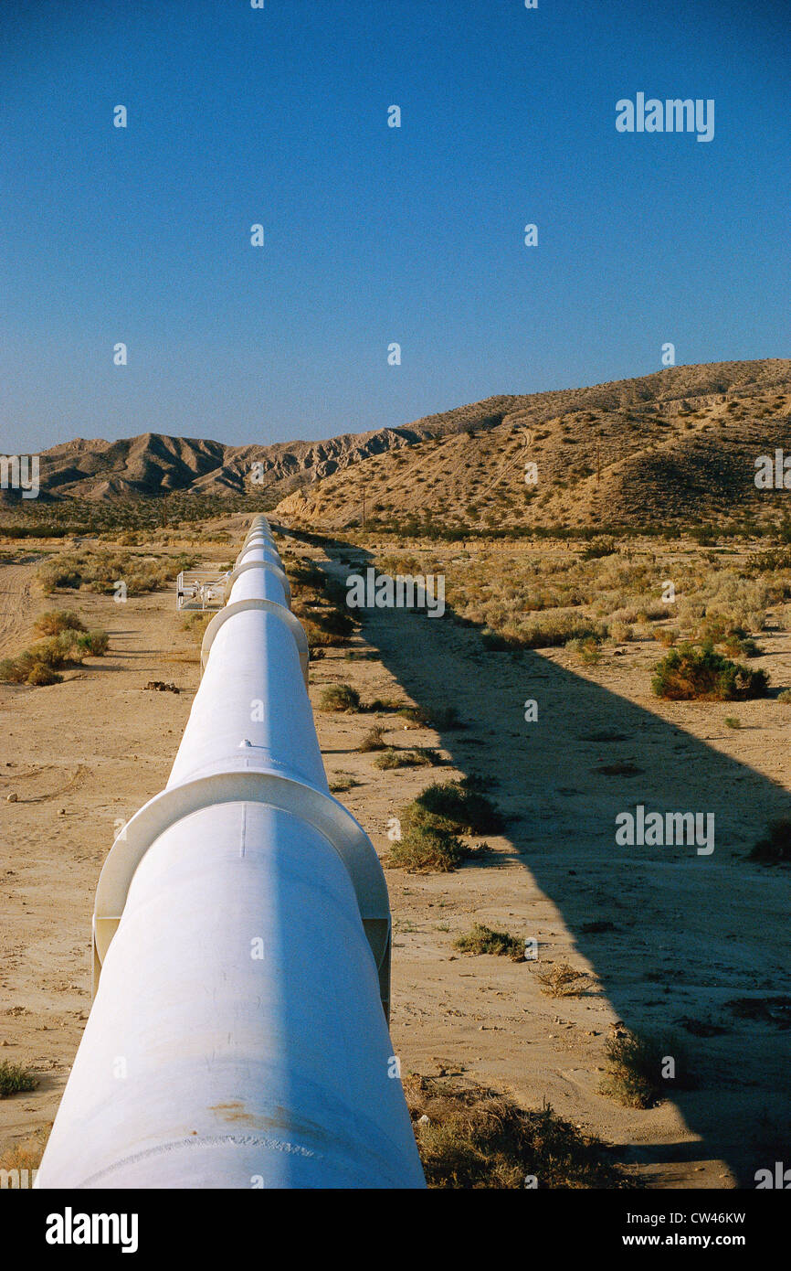 Pipeline in desert landscape Stock Photo