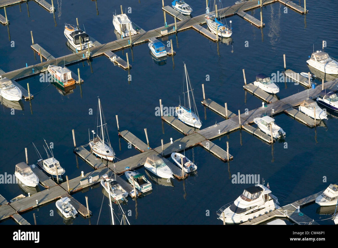 Aerial of boats in Portland Harbor in Portland Maine Stock Photo - Alamy