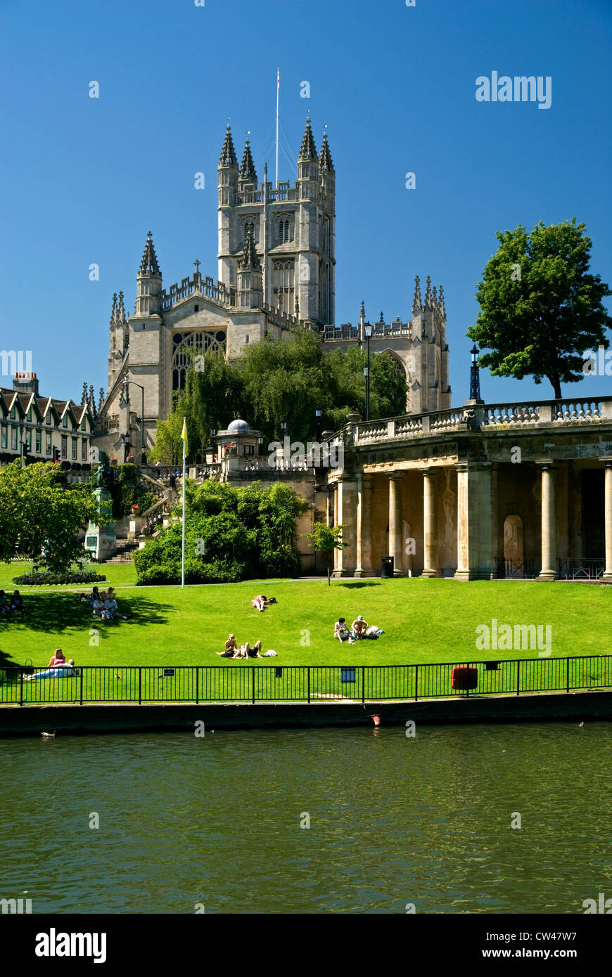 Bath Abbey and the Parade Gardens, Bath, Somerset, England, UK Stock ...