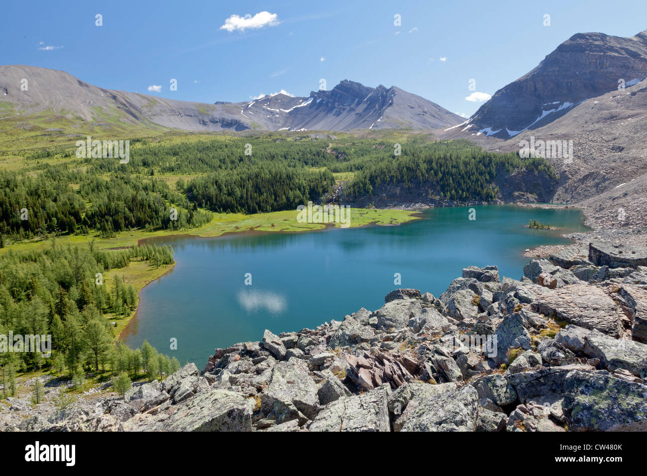 Canada, Mount Assiniboine Provincial Park, Lake Gog from Naiset Point Stock Photo