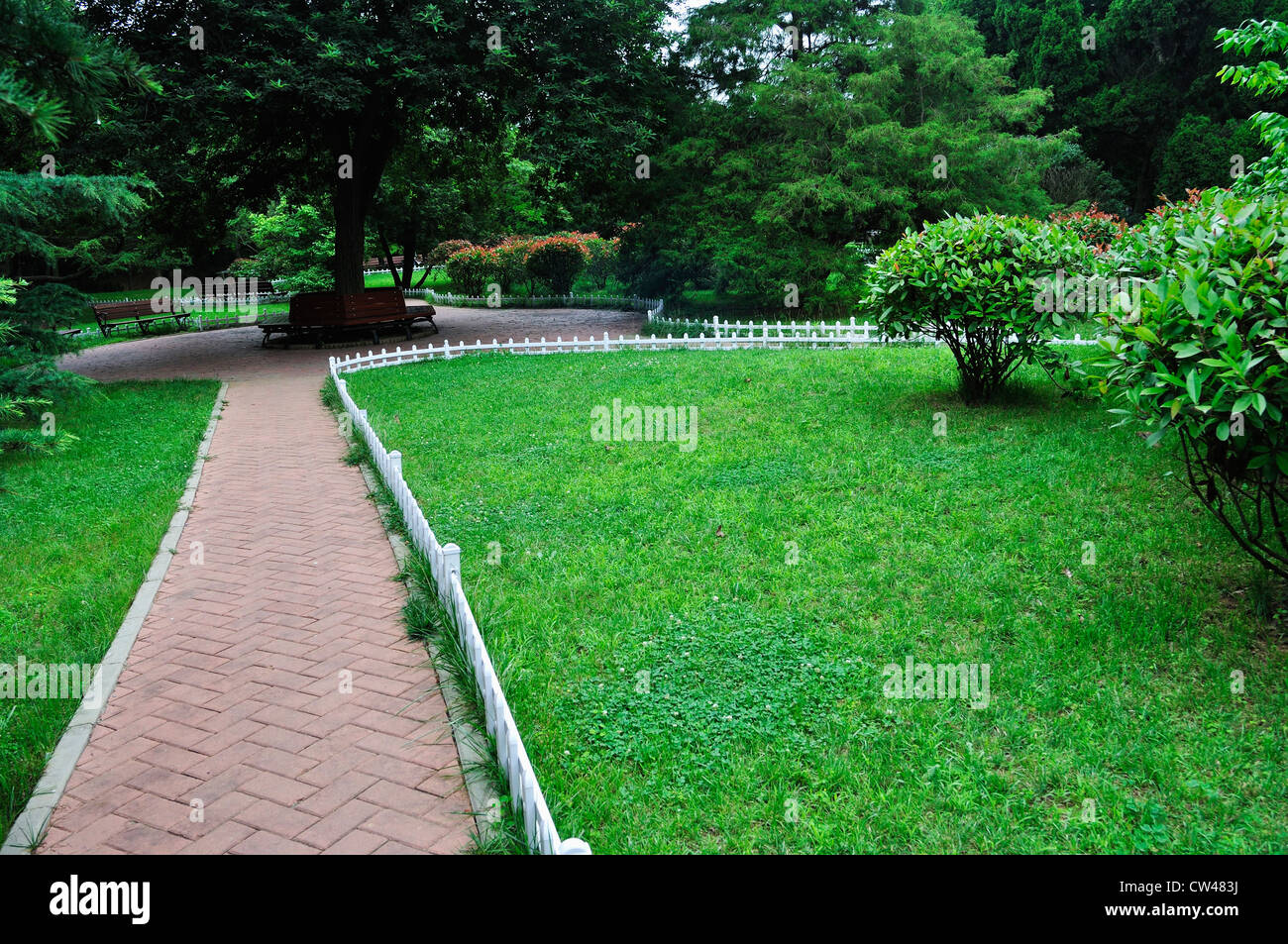 path in chinese garden.badaguan,qingdao,china. Stock Photo