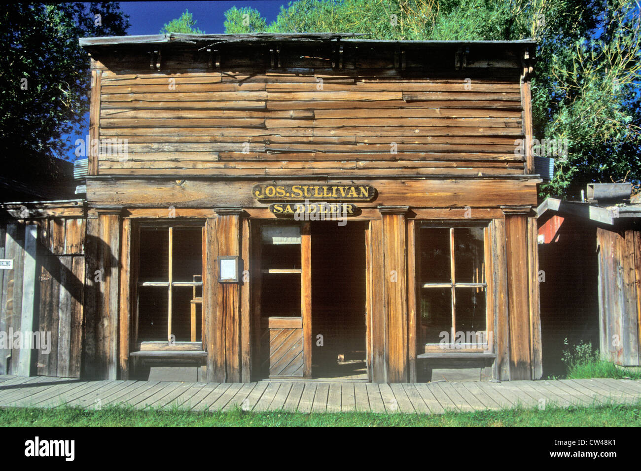 Old Saddler building in Ghost Town near Virginia City, MT Stock Photo