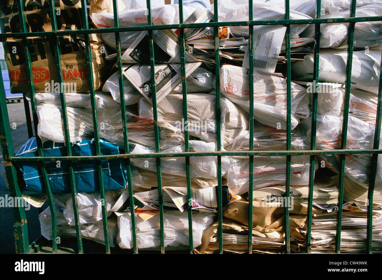 Refuse in wire bin Stock Photo - Alamy
