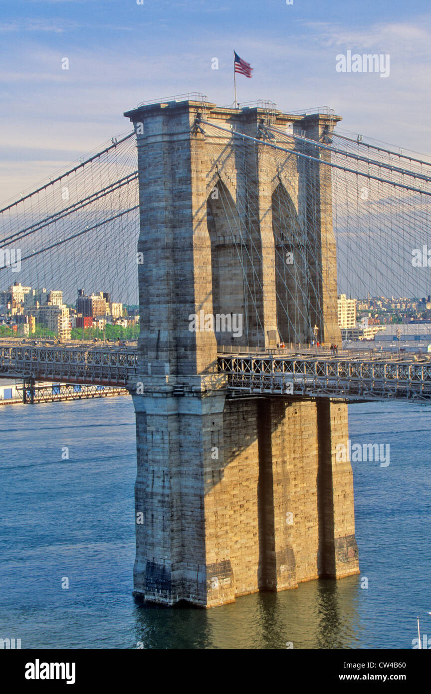 View of Brooklyn Bridge over the East River, New York City, NY Stock ...