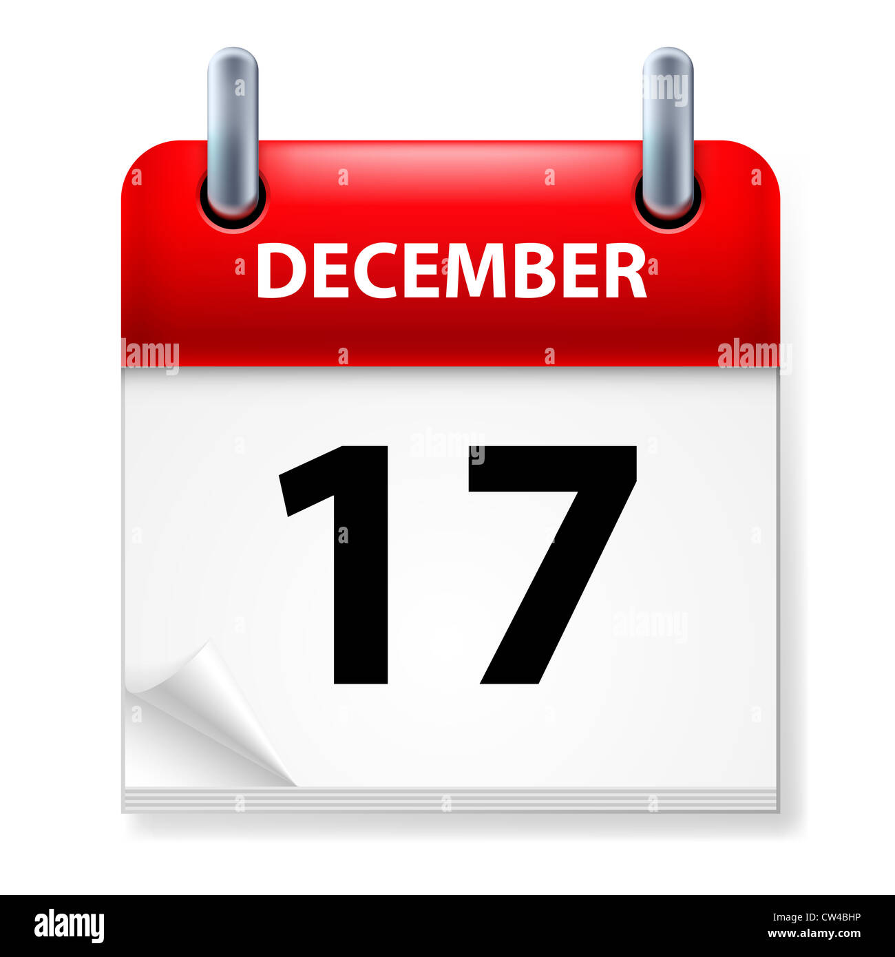 Seventeenth in December Calendar icon on white background Stock Photo