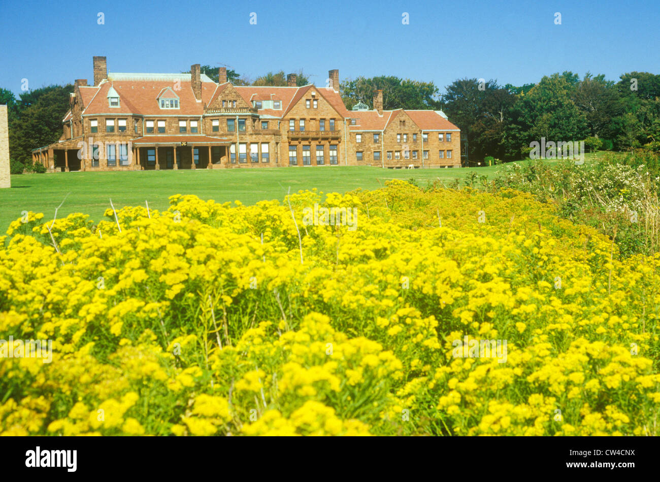 View of upscale mansion in Newport, RI Stock Photo
