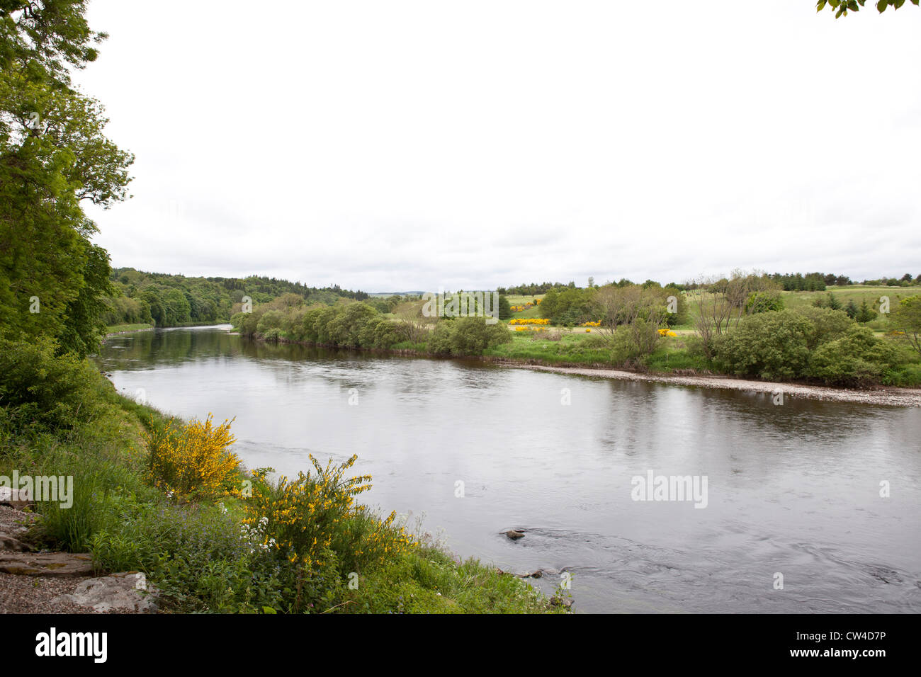 Wide river in Aberdeenshire Stock Photo