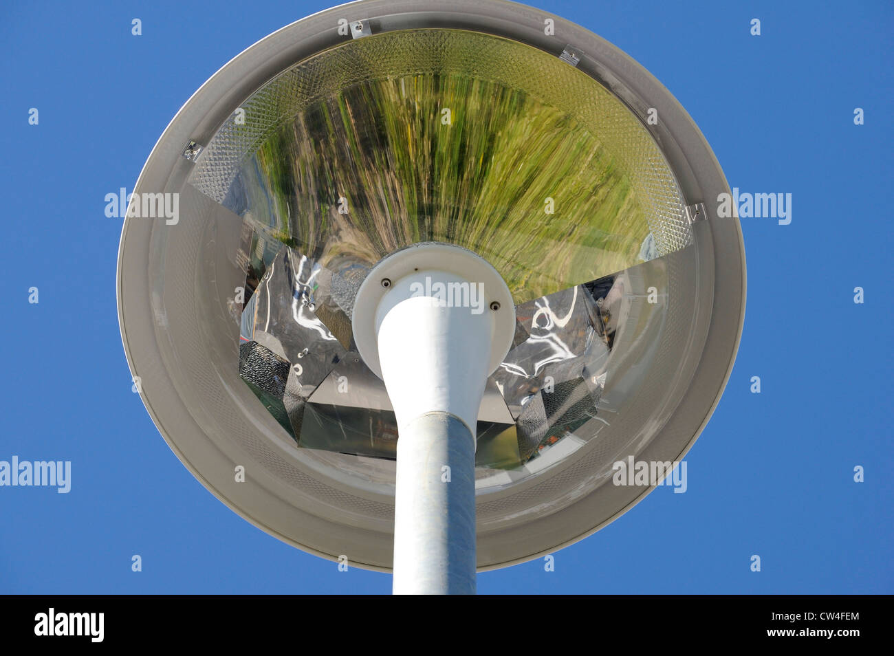 Underside of a modern lighting fitting used to illuminate a car park. Stock Photo