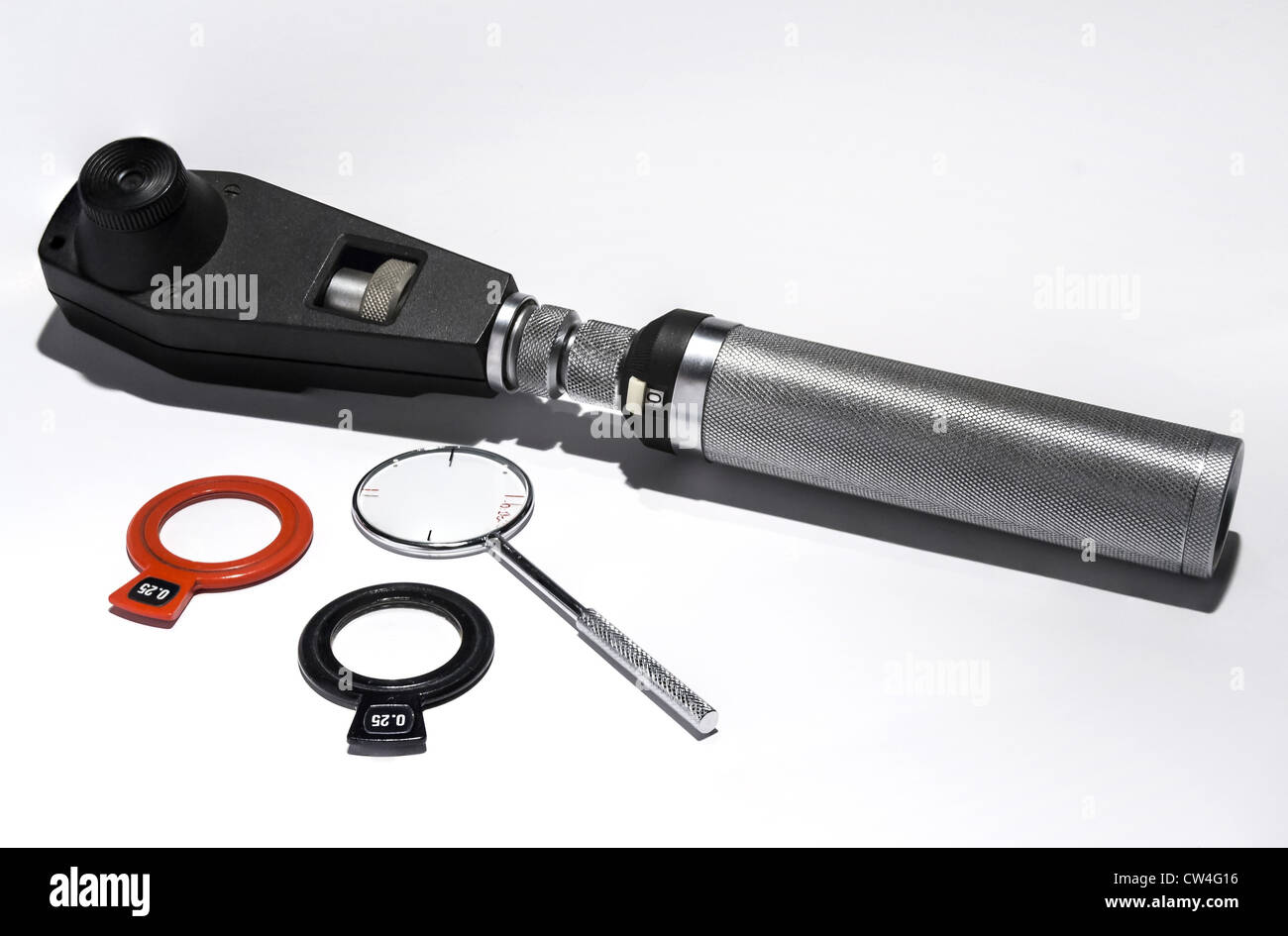 retinoscope, cross cylinders and ophthalmic lenses Stock Photo Alamy