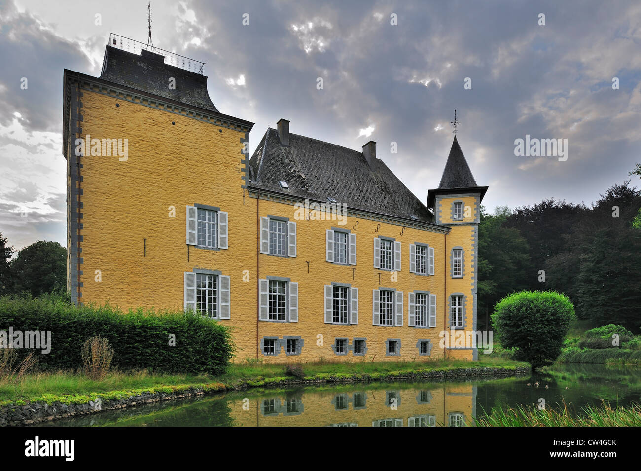 The castle château de Haversin near Ciney, Namur in the Belgian Ardennes, Belgium Stock Photo