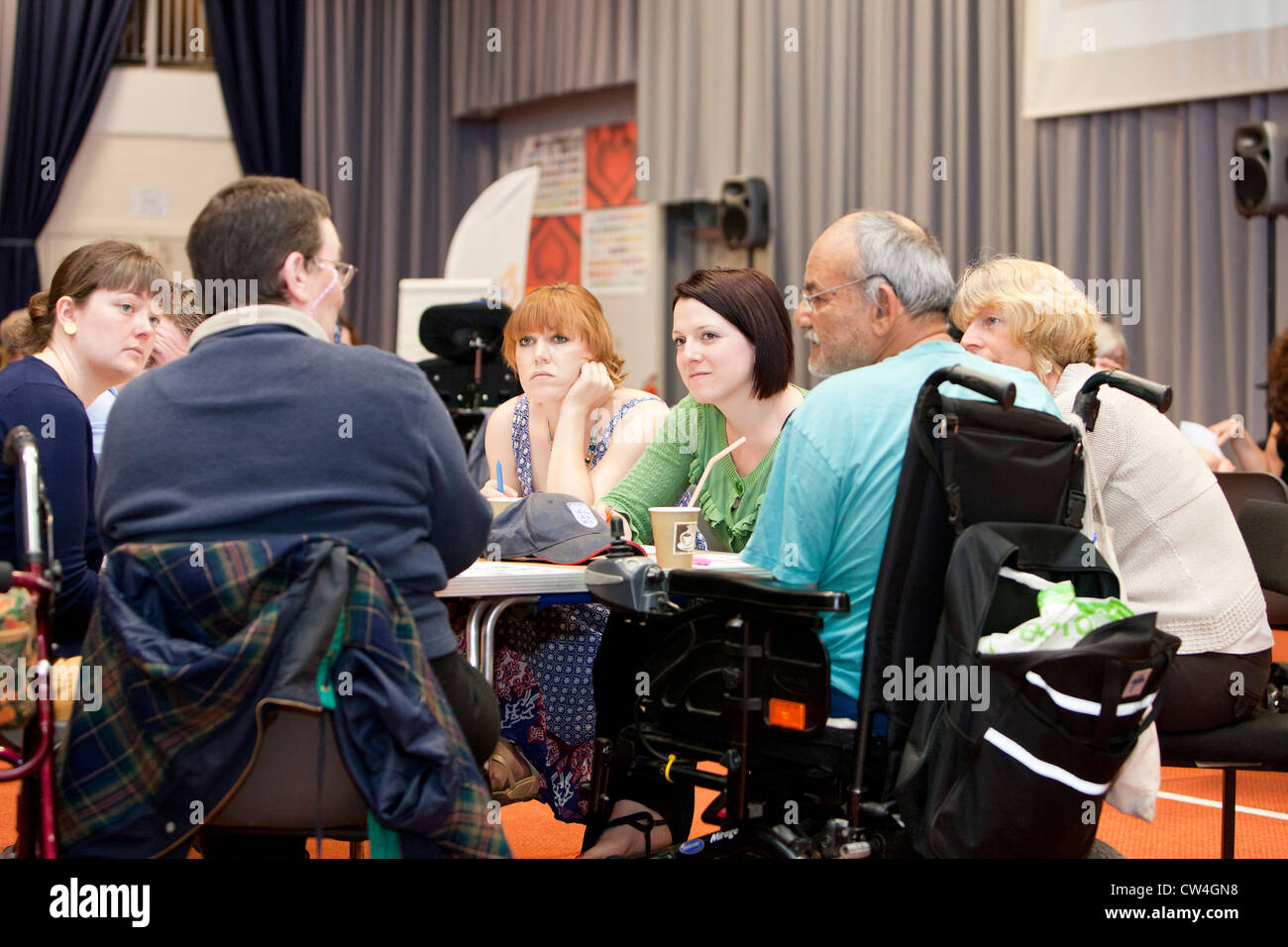 Social Care students participate in a Disability Awareness Workshop run by the charity Centre 81 Stock Photo