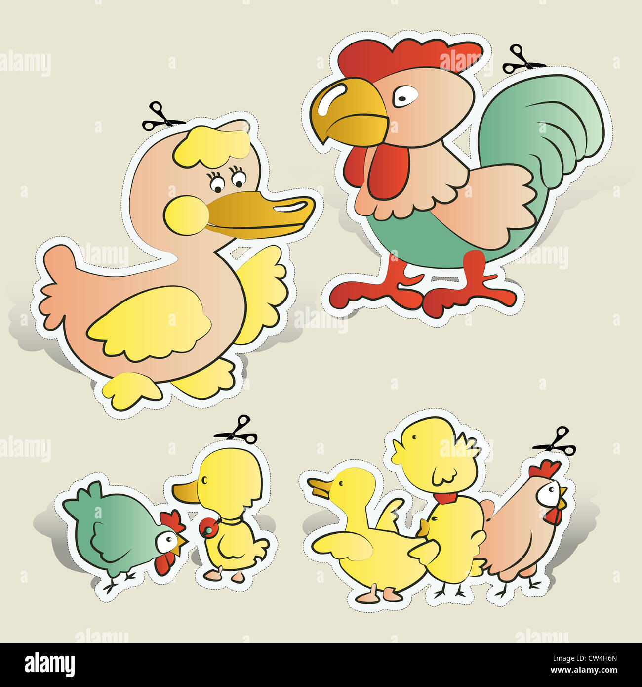 Chicken, duck cartoons paper cut Stock Photo - Alamy Chicken, duck cartoons paper cut Stock Photo - Alamy