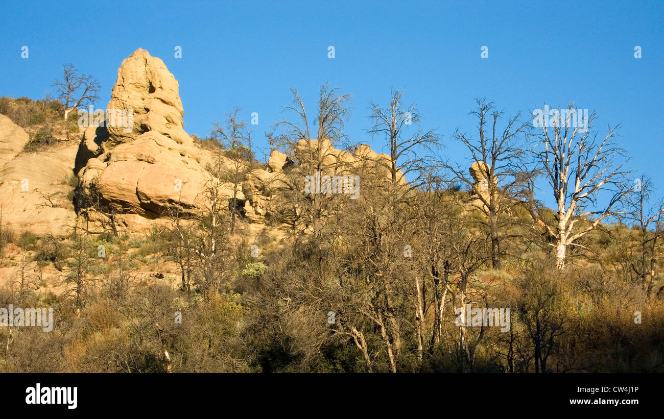 Strange rock formations on highway 33 on way to Ojai, California Stock Photo