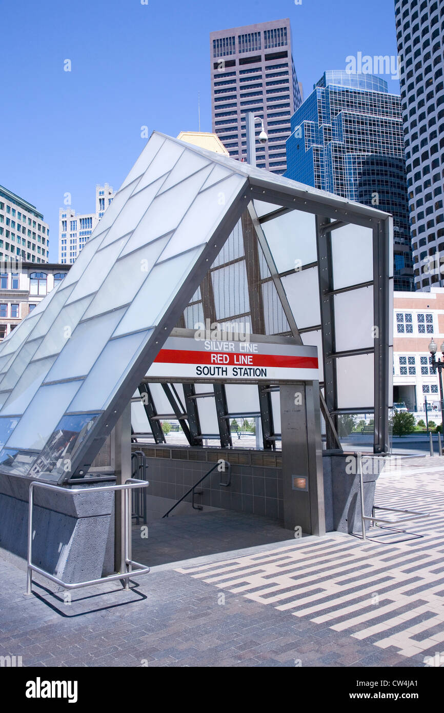 South Boston glass train station exit, Boston, Mass. Stock Photo