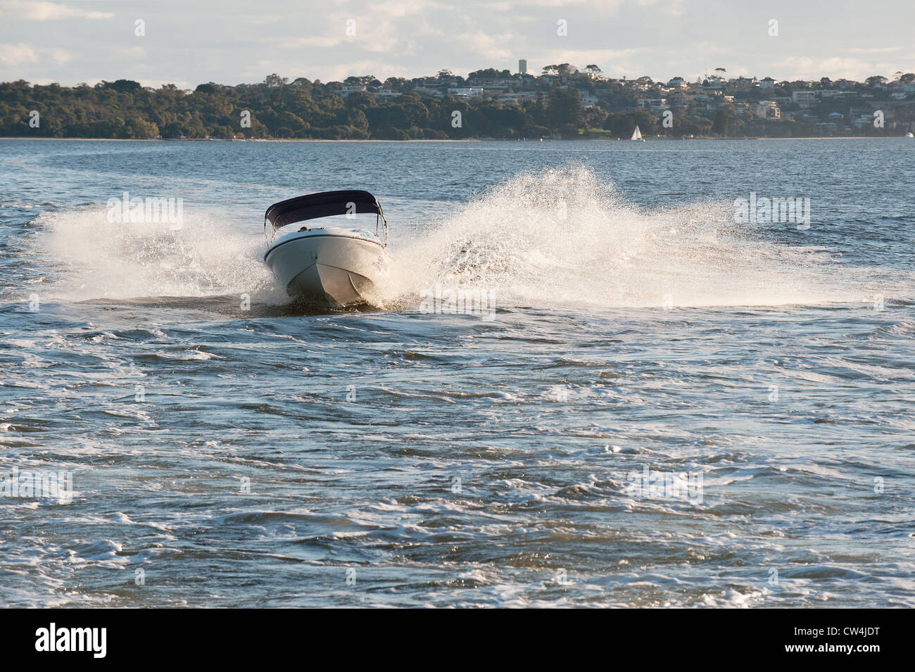 Swan River Western Australia A boat speeding along the Swan River in Perth, Western Australia