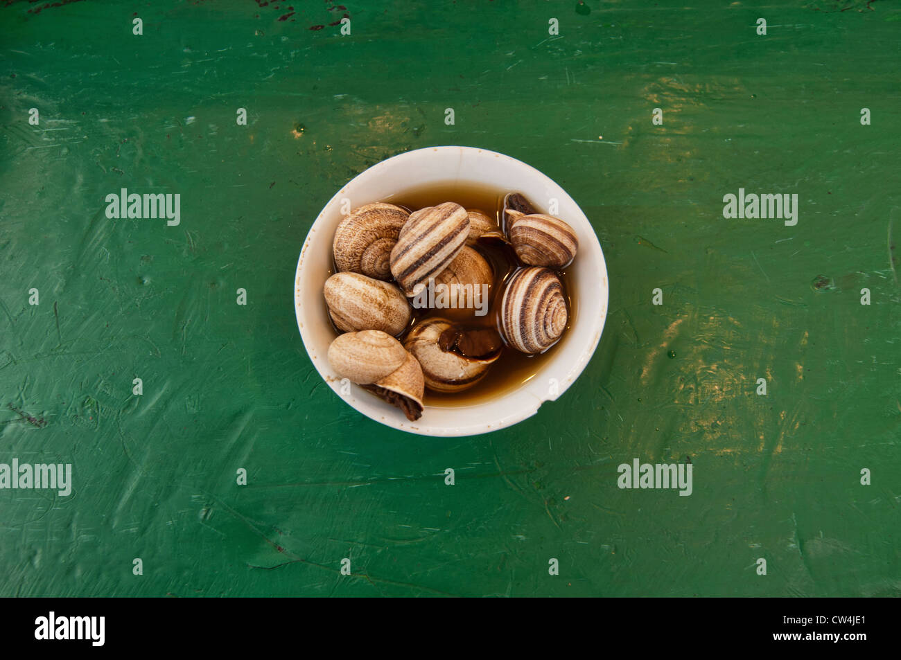 snail vendor in the Djemma el Fna Square in Marrakech, Morocco Stock Photo