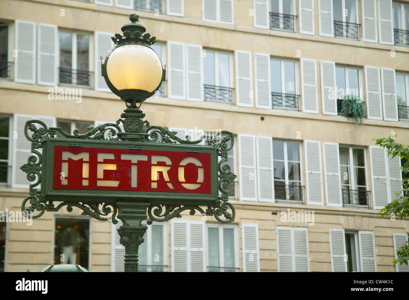 Vintage Metro Sign, Paris, France Stock Photo