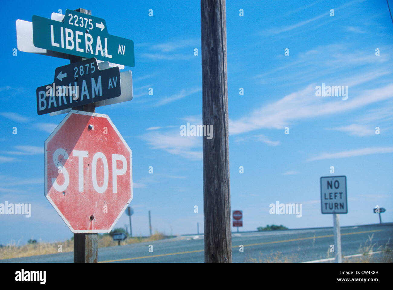 Libral Signs A sign that reads ?Liberal Av Stock Photo - Alamy