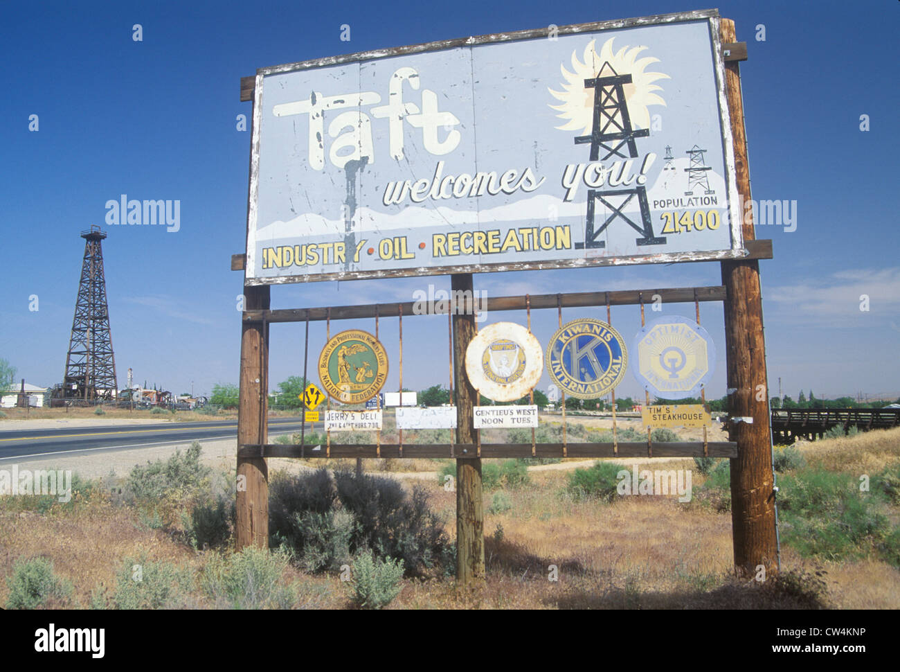 A sign that reads ?Taft welcomes you!? Stock Photo