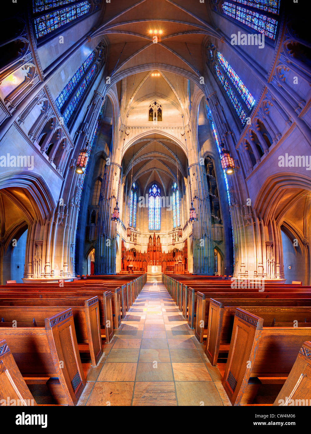Interior of the interdenominational Heinz Chapel in Pittsburgh, Pennsylvania, USA. Stock Photo