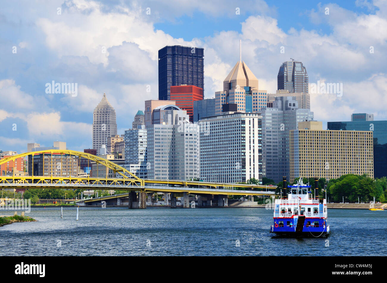 Skyscrapers in downtown at the waterfront of Pittsburgh, Pennsylvania, USA. Stock Photo