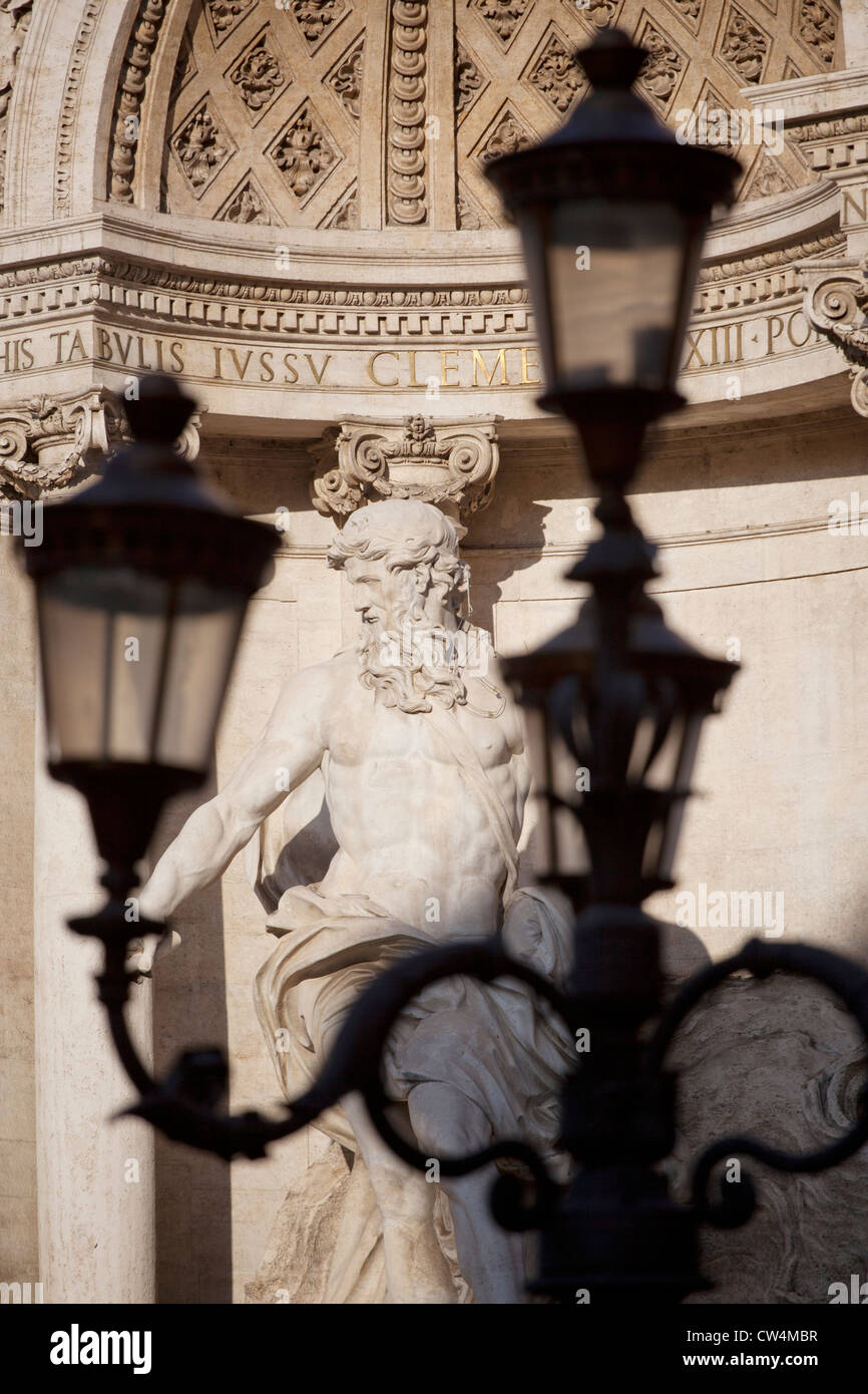 statue at Neptune, Trevi fountain, Rome, Italy Stock Photo