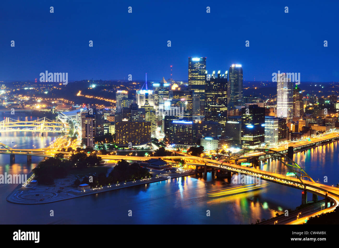 Skyscrapers in downtown PIttsburgh, Pennsylvania, USA. Stock Photo