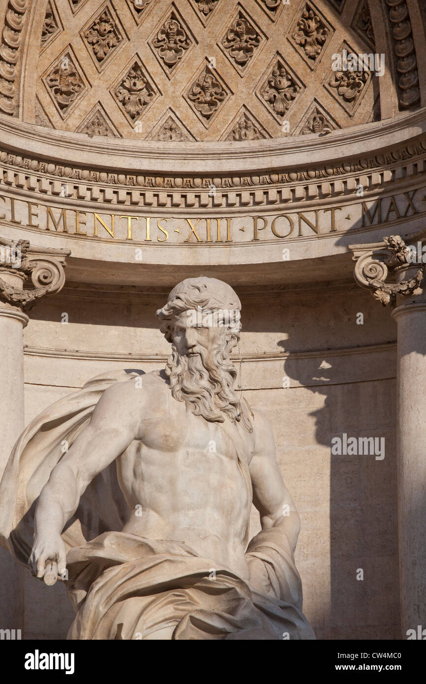statue at Neptune, Trevi fountain, Rome, Italy Stock Photo
