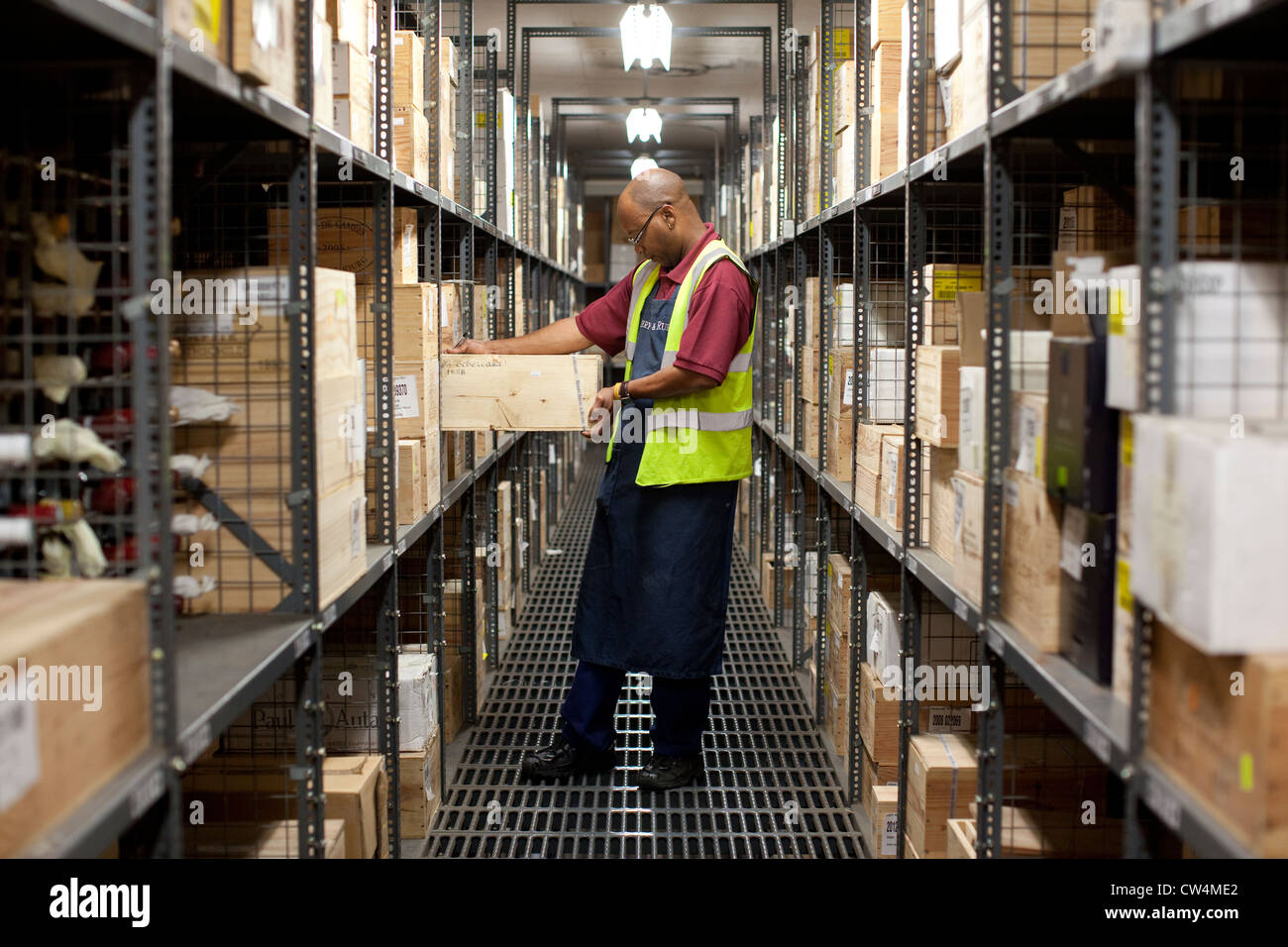 Temperature controlled cellars at Berry Bros & Rudd wine and spirit merchants, Basingstoke , Hampshire, England, United Kingdom Stock Photo