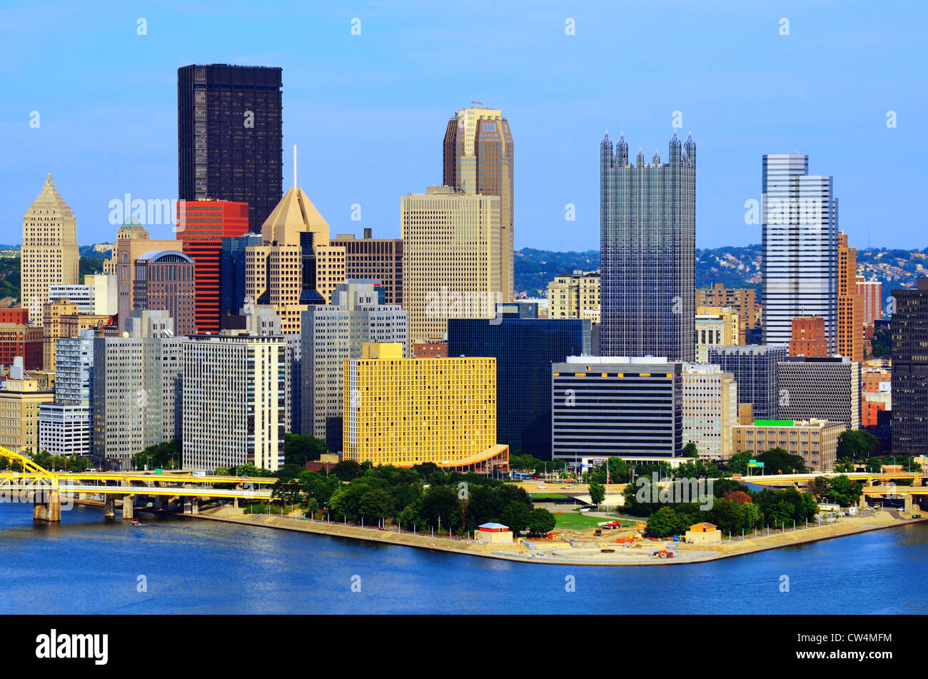 Skyscrapers in downtown PIttsburgh, Pennsylvania, USA. Stock Photo