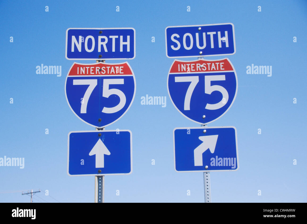 Interstate Highway 75 North and South Freeway signs Stock Photo Alamy