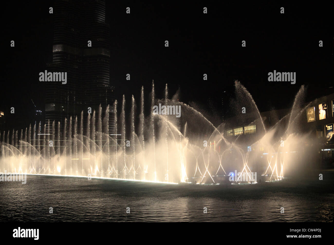 3615. Fountains at the Burj Khalifa, Downtown Dubai, Dubai, UAE Stock