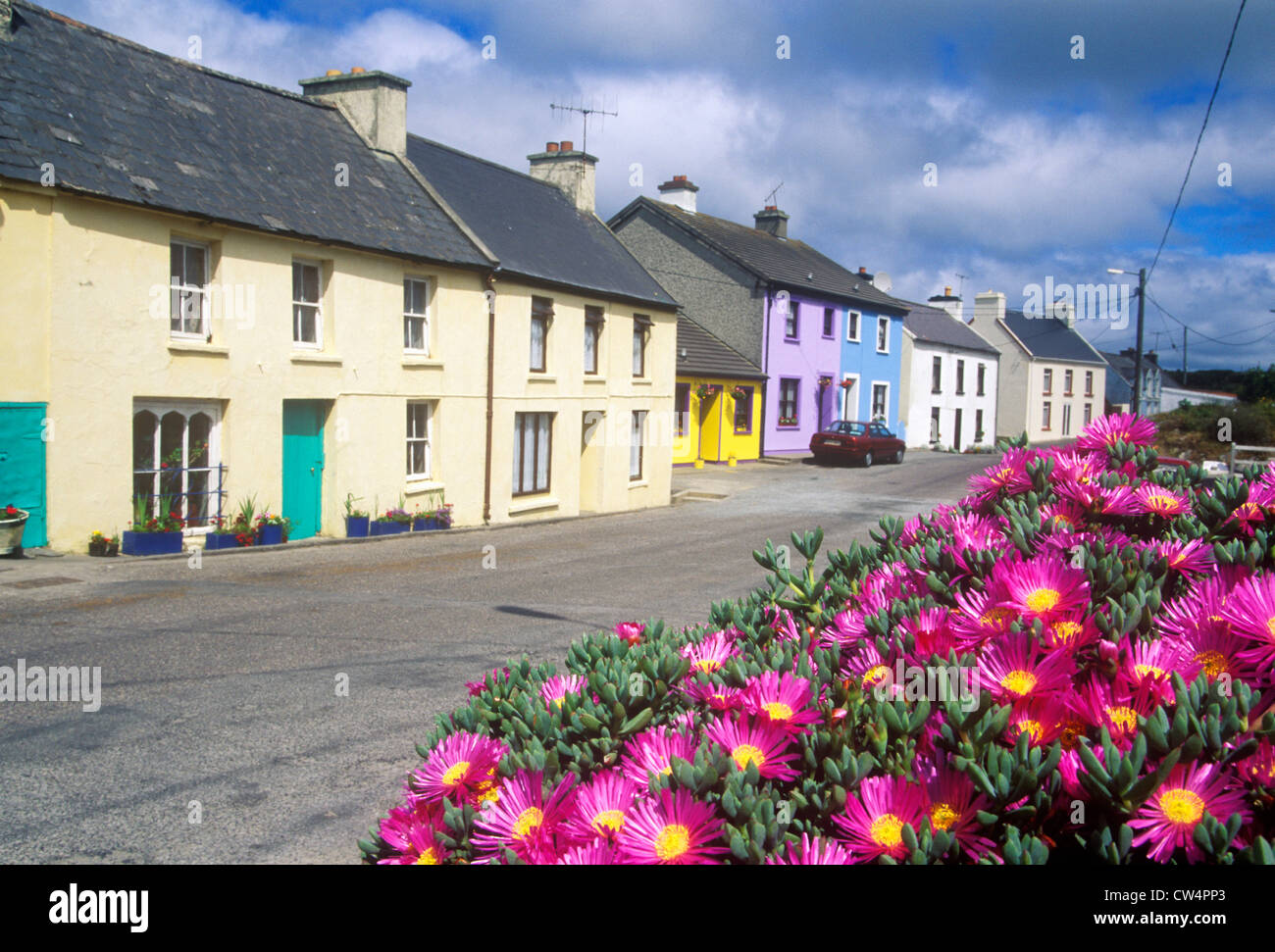Beautiful flowers And Eyeries Village, West Cork, Ireland Stock Photo