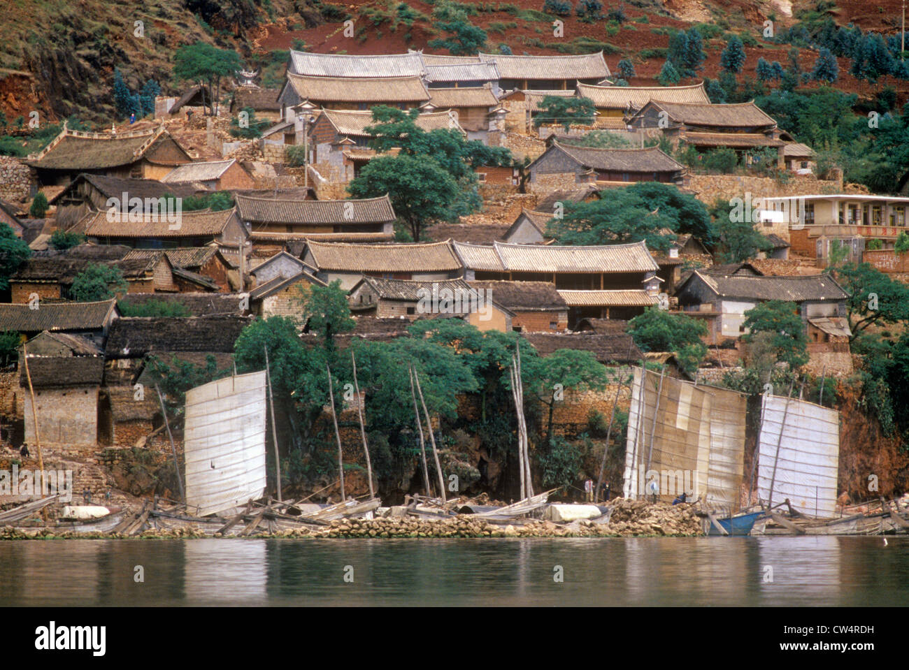 Fishing junks on Erhai Lake in Dali, Yunnan Province, People's Republic of China Stock Photo