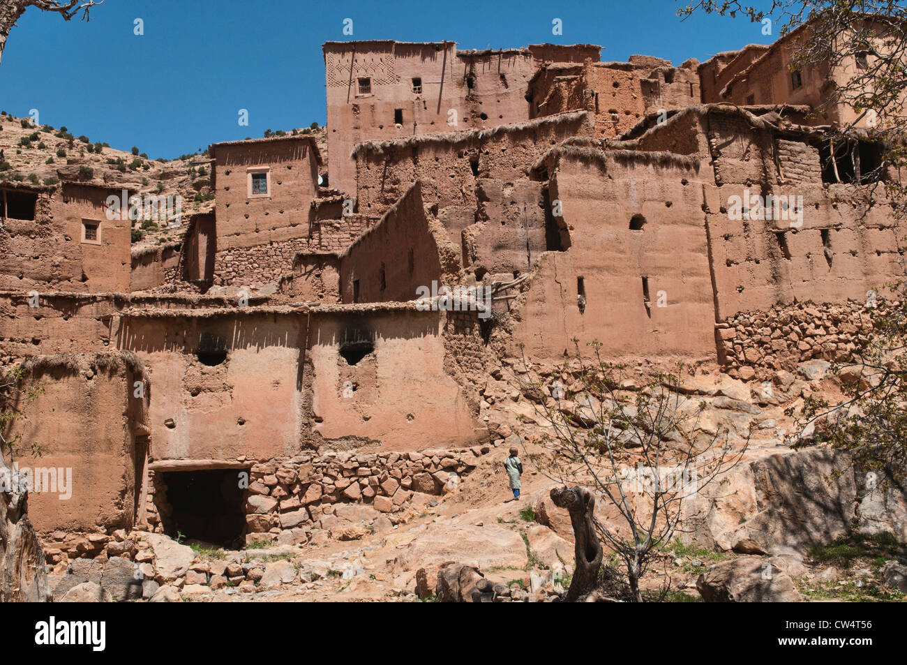 sandstone village in the Southern Atlas Mountains, Morocco Stock Photo