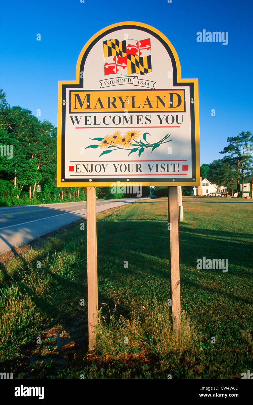 to Maryland Sign Stock Photo Alamy
