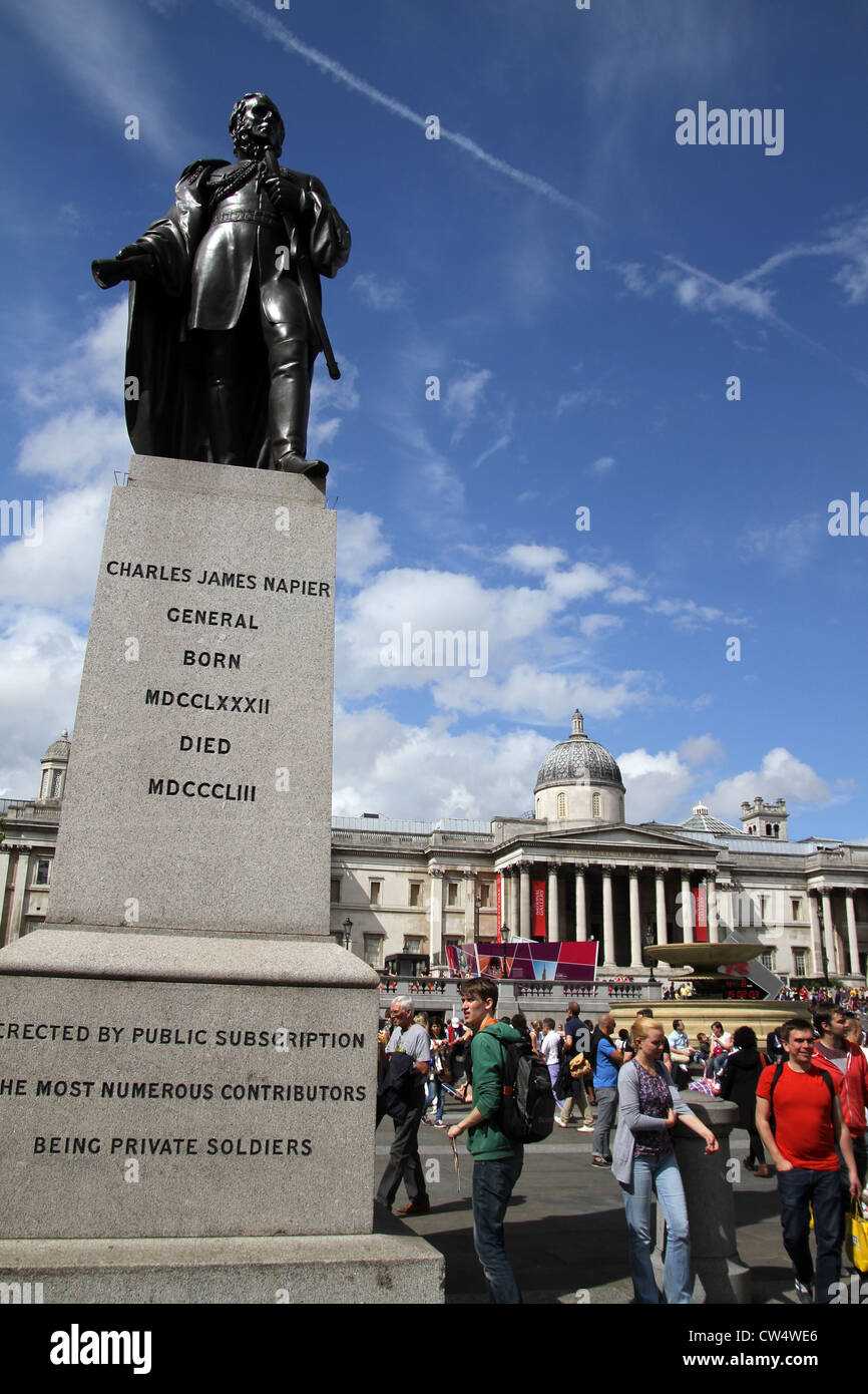 In Trafalgar Square in London, Statue of General Sir Charles James Napier, GCB (10 August 1782 – 29 August 1853) Stock Photo