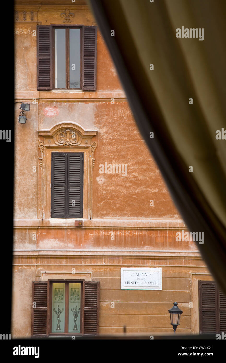 Windows seen from Keats-Shelley House, Rome, Europe, overlooking the Spanish Steps Stock Photo
