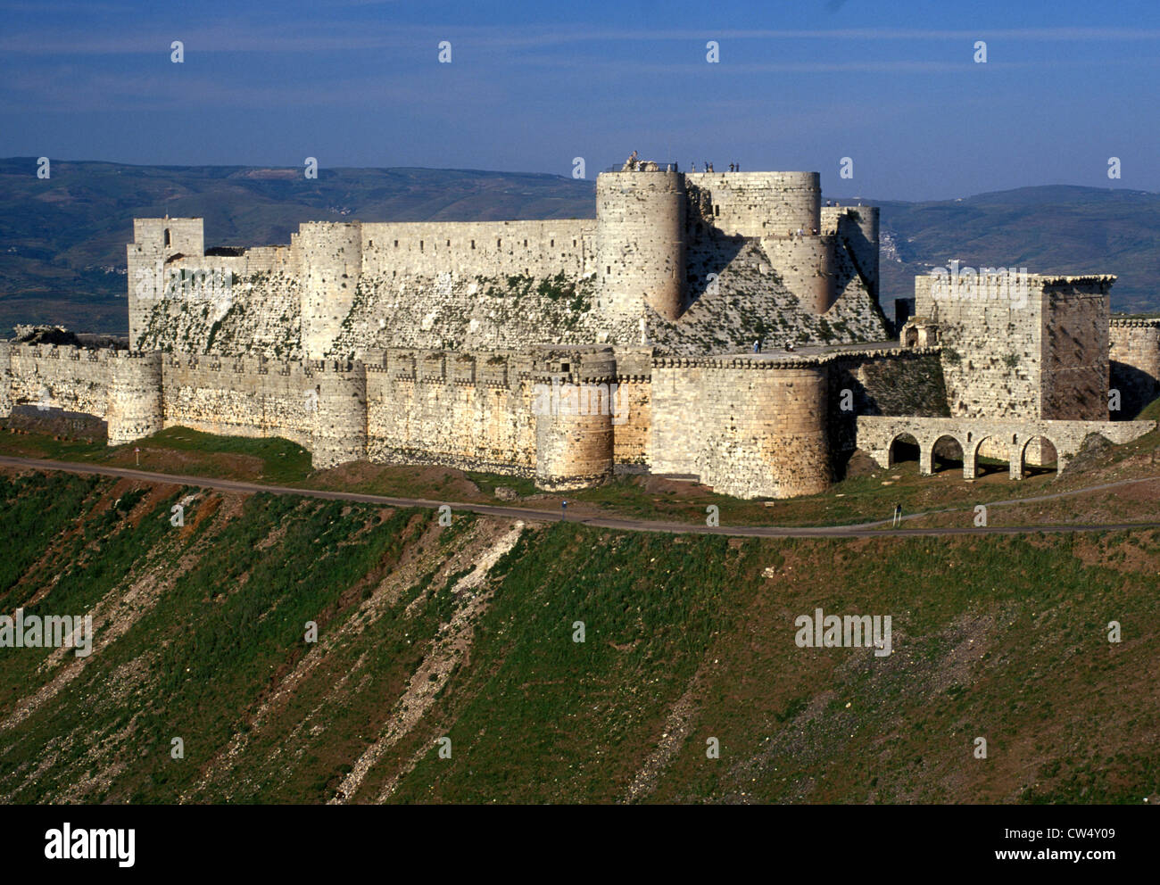 Krak des Chevaliers, Crusader fortress in Syria Stock Photo