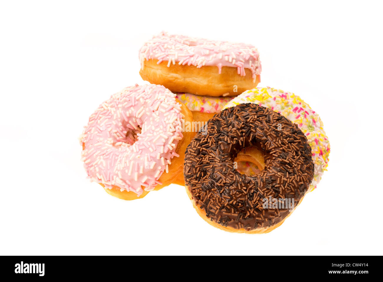An assortment of donuts on a white background Stock Photo - Alamy