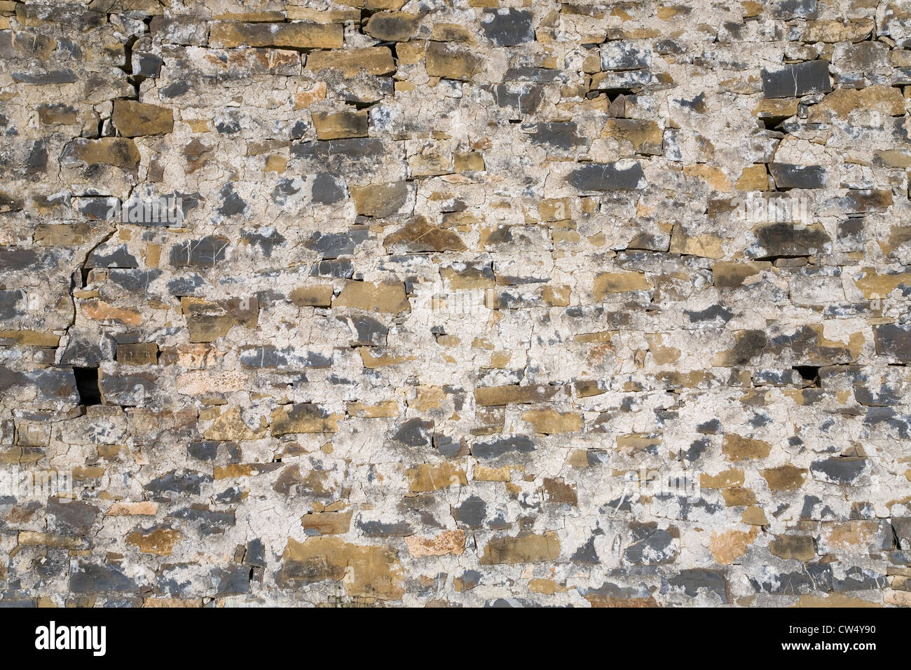 Stone wall of Casa de San Martin Inn, in Aragon, in the Pyrenees Mountains, Province of Huesca, Spain Stock Photo