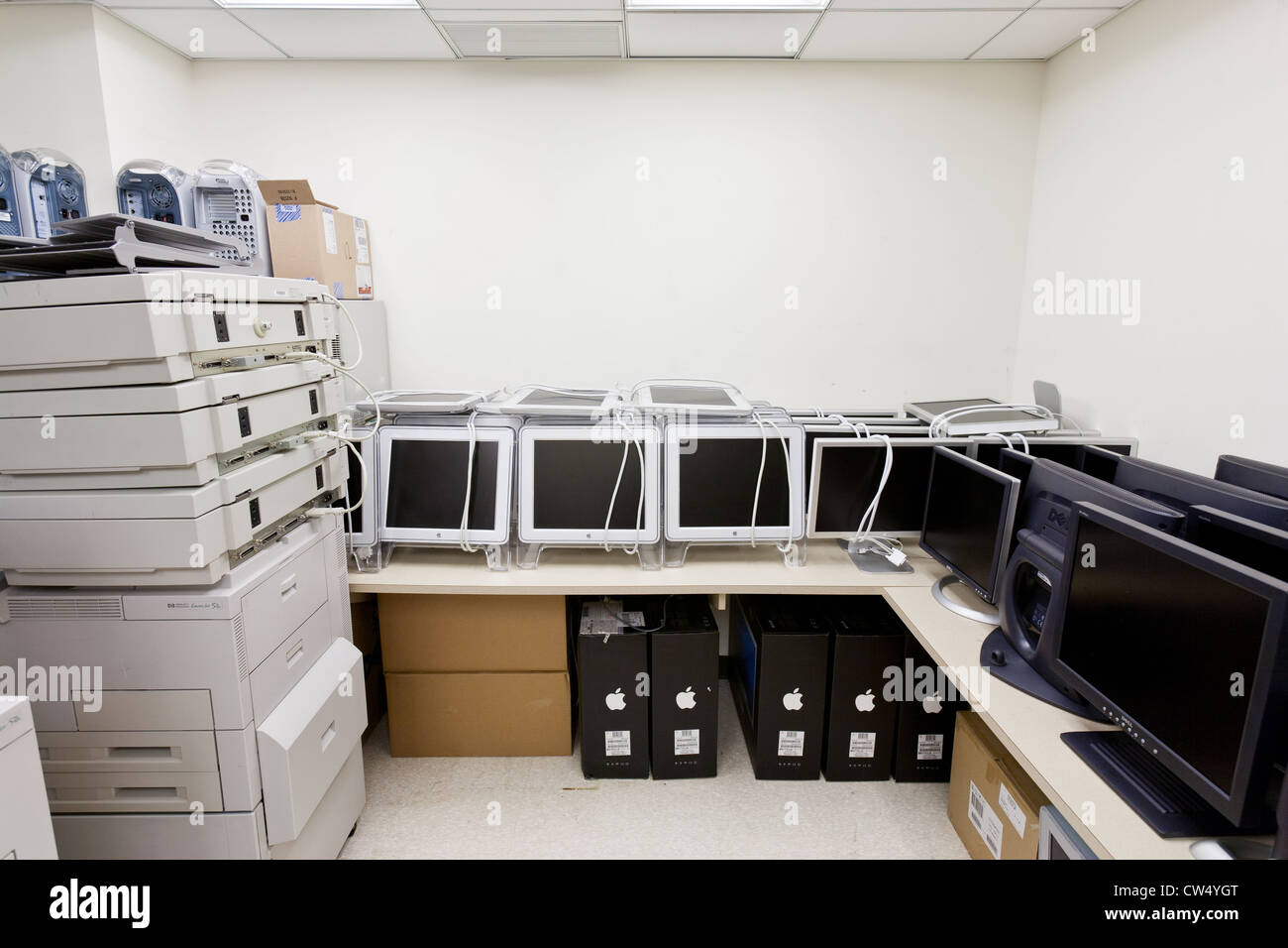Outdated computer monitors slated for recycling. Stock Photo