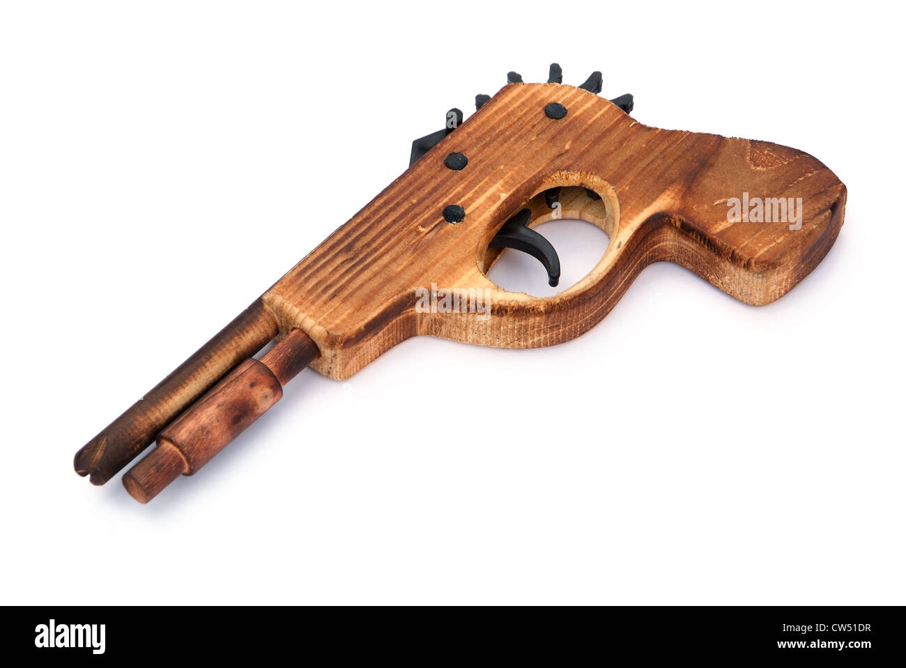 Toy wooden gun for child , on a white background Stock Photo - Alamy