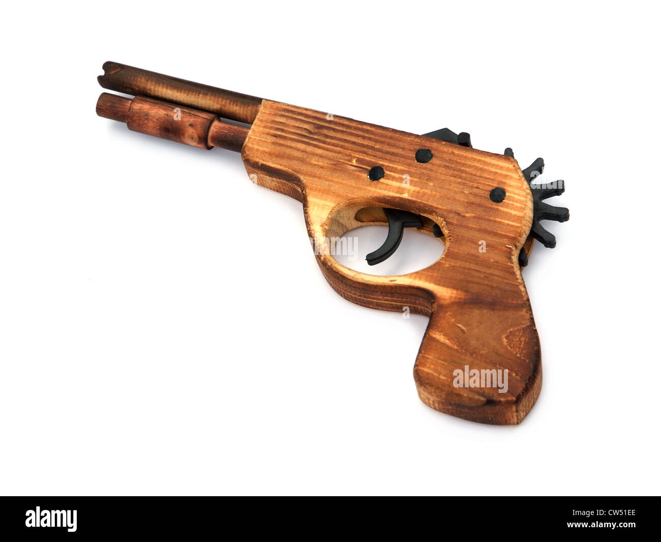 Toy wooden gun for child , on a white background Stock Photo - Alamy