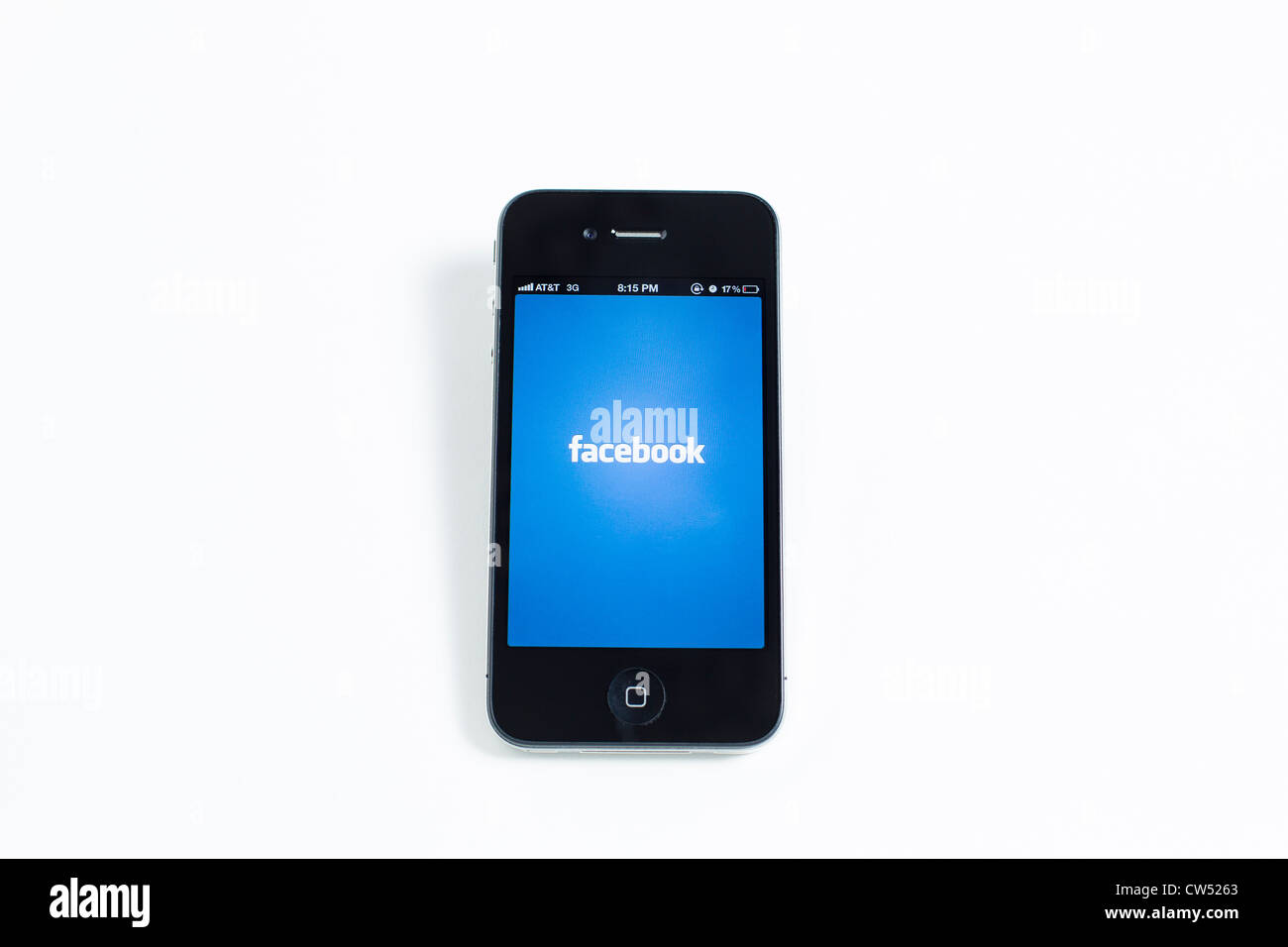 Facebook logo on an iPhone - white background easy to cut out Stock Photo