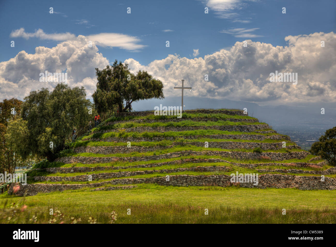 Spiral Pyramid - Xochitecatl archaeological site in the state of Tlaxcala, Mexico Stock Photo