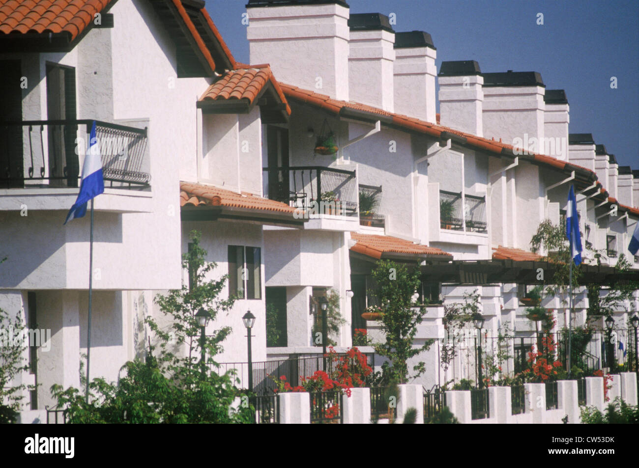 Condominium complex, Pacific Palisades, CA Stock Photo