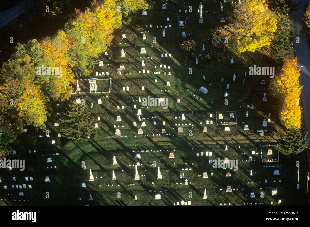 Aerial view of cemetery in autumn, Morrisville, VT Stock Photo Alamy