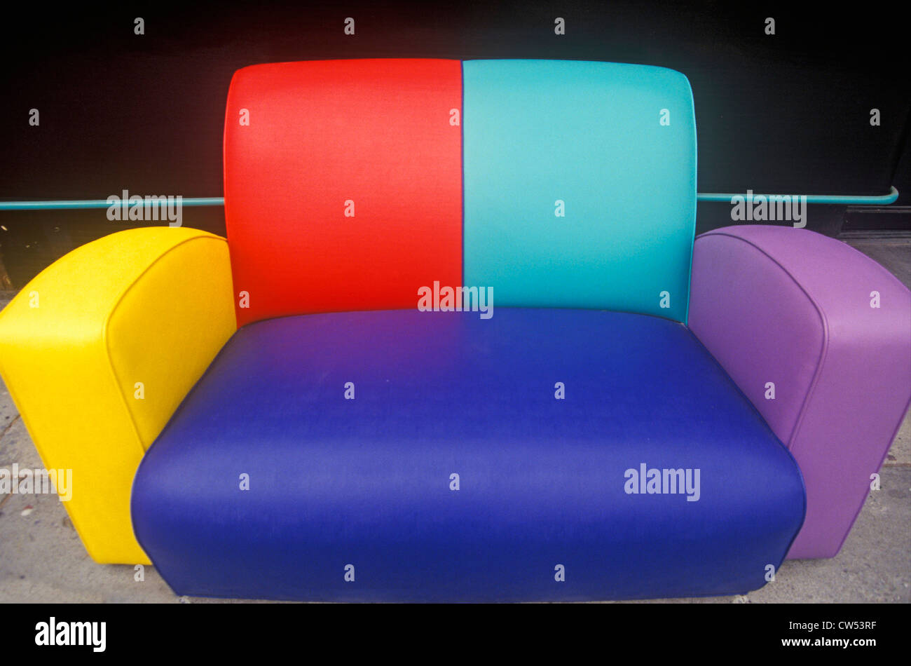 Multi colored sofa, Los Angeles, CA Stock Photo